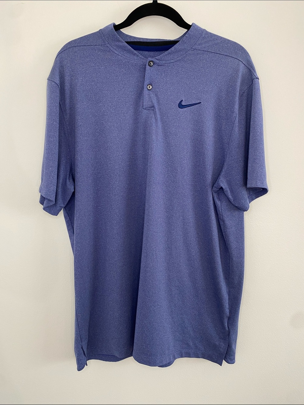 Nike Golf Men's Dri-Fit Heather Blue Mock Neck Blade Polo Size Large